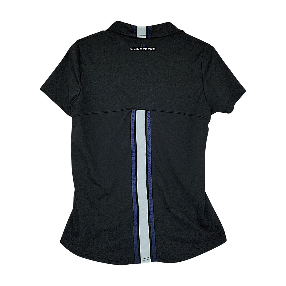 J Lindeberg Golf Polo Shirt M Wom Black Blue Jersey Athleisure Athletic Top